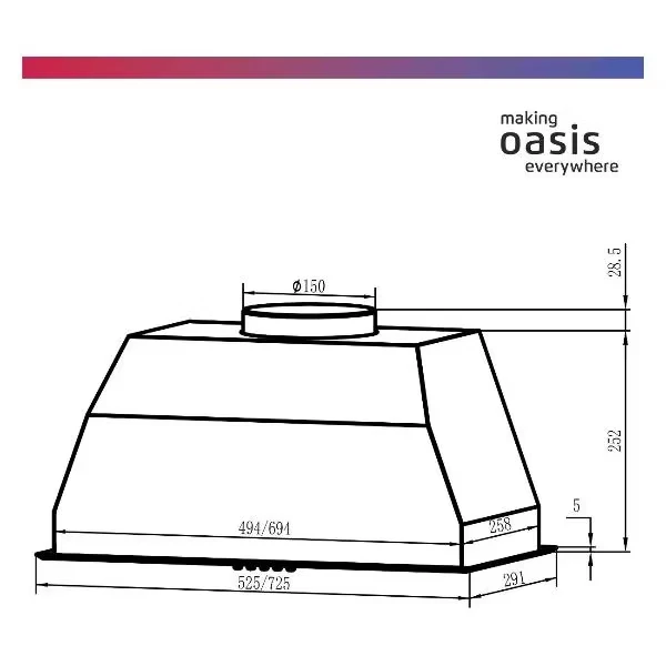 Товар Встраиваемая вытяжка Oasis UM-52W VSK2304117
