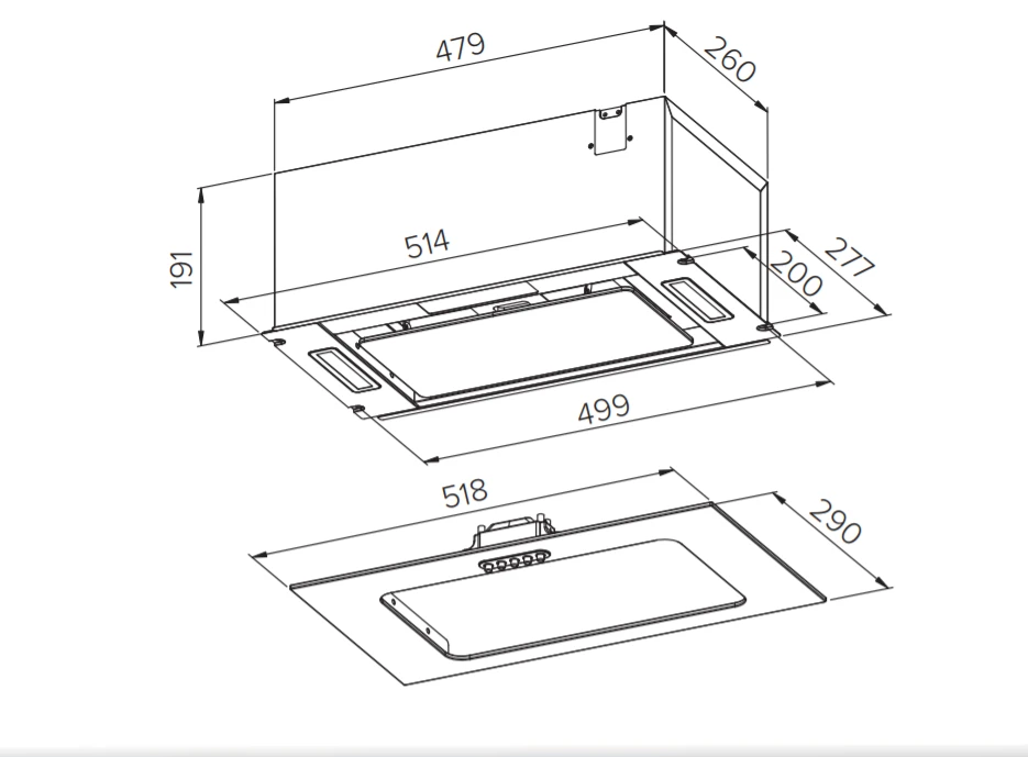 Товар Встраиваемая вытяжка Homsair Crocus Push 52 черный VSK2270255